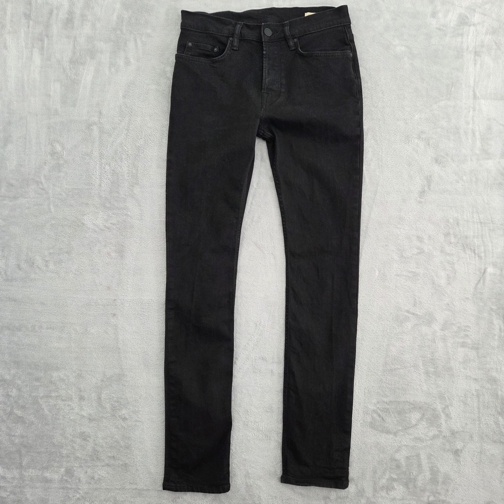 All Saints Cigarette Jeans Men 30x32 Jet Black Skinny Stretch Denim Biker Rocker